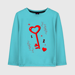 Лонгслив хлопковый детский Ключ от сердца, цвет: бирюзовый