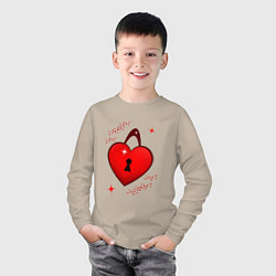 Лонгслив хлопковый детский Сердце замок, цвет: миндальный — фото 2