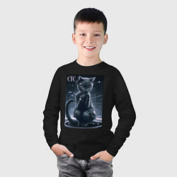 Лонгслив хлопковый детский Кибер кисуля, цвет: черный — фото 2