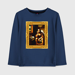 Детский лонгслив Нейросеть - Мона Лиза в туалете картина прикол