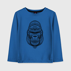 Лонгслив хлопковый детский Голова серьезной гориллы, цвет: синий