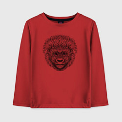 Лонгслив хлопковый детский Голова детеныша гориллы, цвет: красный