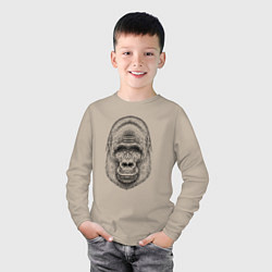 Лонгслив хлопковый детский Голова весёлой гориллы, цвет: миндальный — фото 2