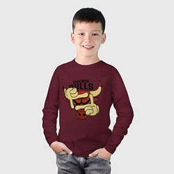 Лонгслив хлопковый детский Bulls logo with hands, цвет: меланж-бордовый — фото 2