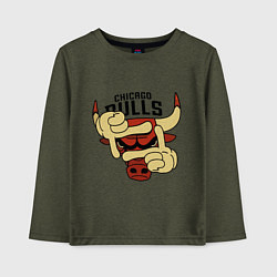 Лонгслив хлопковый детский Bulls logo with hands, цвет: меланж-хаки