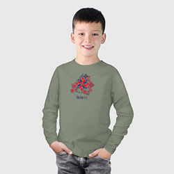 Лонгслив хлопковый детский Belarus орнамент, цвет: авокадо — фото 2