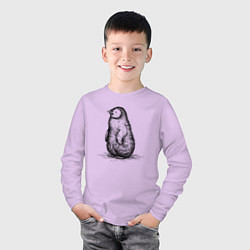 Лонгслив хлопковый детский Пингвиненок пушистый, цвет: лаванда — фото 2