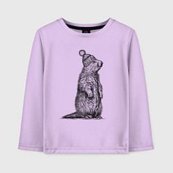 Лонгслив хлопковый детский Сурок в шапке, цвет: лаванда