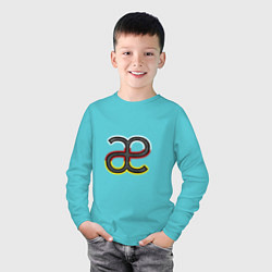 Лонгслив хлопковый детский Буква осетинского алфавита с национальным триколор, цвет: бирюзовый — фото 2