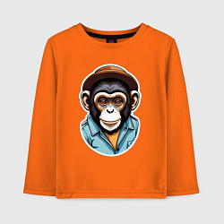 Лонгслив хлопковый детский Портрет обезьяны в шляпе, цвет: оранжевый