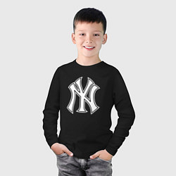 Лонгслив хлопковый детский New York yankees - baseball logo, цвет: черный — фото 2