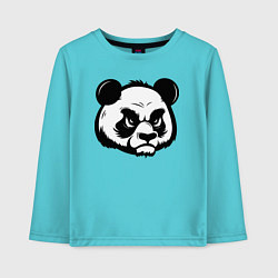 Лонгслив хлопковый детский Недовольная морда панды, цвет: бирюзовый