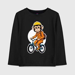 Лонгслив хлопковый детский Обезьяна на велосипеде, цвет: черный