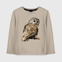Лонгслив хлопковый детский Серая сова, цвет: миндальный
