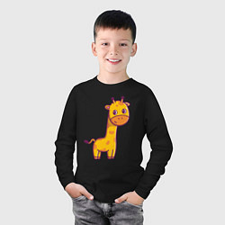 Лонгслив хлопковый детский Скромный жирафик, цвет: черный — фото 2