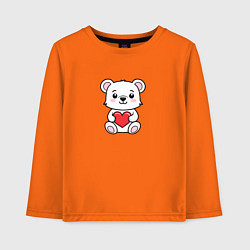 Лонгслив хлопковый детский Белый медвежонок с сердечком, цвет: оранжевый