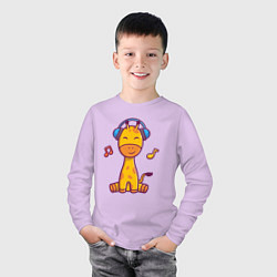 Лонгслив хлопковый детский Музыкальный жирафик, цвет: лаванда — фото 2