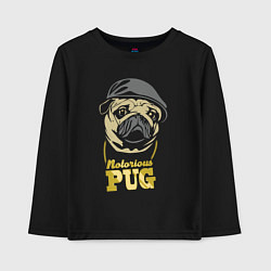 Лонгслив хлопковый детский Notorious pug, цвет: черный