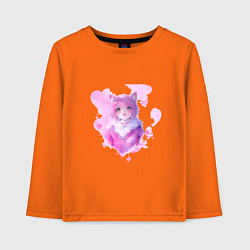 Лонгслив хлопковый детский Аниме девушка с розовыми сердечками, цвет: оранжевый