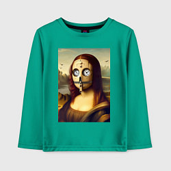 Лонгслив хлопковый детский Mona Lisa in a mask - steampunk, цвет: зеленый