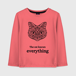 Детский лонгслив The cat knows everything