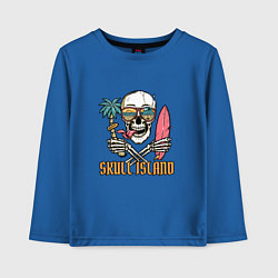 Лонгслив хлопковый детский Остров черепа-skull island, цвет: синий