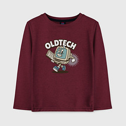 Лонгслив хлопковый детский Old school old tech, цвет: меланж-бордовый