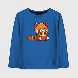 Лонгслив хлопковый детский Красная панда ест лапшу, цвет: синий