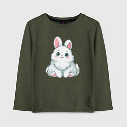 Лонгслив хлопковый детский Пушистый аниме кролик, цвет: меланж-хаки