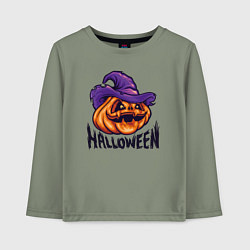 Лонгслив хлопковый детский Праздник Halloween, цвет: авокадо