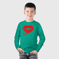 Лонгслив хлопковый детский Lips love, цвет: зеленый — фото 2