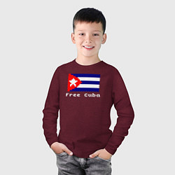 Лонгслив хлопковый детский Free Cuba, цвет: меланж-бордовый — фото 2