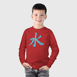 Лонгслив хлопковый детский Вода иероглиф, цвет: красный — фото 2