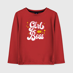 Лонгслив хлопковый детский Girl boss crown, цвет: красный