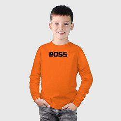 Лонгслив хлопковый детский Boss по английски, цвет: оранжевый — фото 2