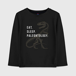 Лонгслив хлопковый детский Eat - sleep - paleontology, цвет: черный