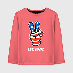 Лонгслив хлопковый детский USA peace, цвет: коралловый