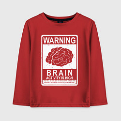 Детский лонгслив Warning - high brain activity