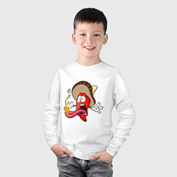 Лонгслив хлопковый детский Горячий мексиканский перец, цвет: белый — фото 2