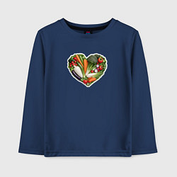 Лонгслив хлопковый детский Сердце из овощей, цвет: тёмно-синий