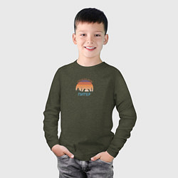 Лонгслив хлопковый детский Силуэт Питера на закате, цвет: меланж-хаки — фото 2