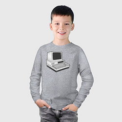 Лонгслив хлопковый детский Ретро компьютер, цвет: меланж — фото 2