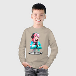 Лонгслив хлопковый детский Minecraft девушка с розовыми волосами, цвет: миндальный — фото 2