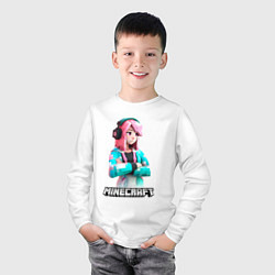 Лонгслив хлопковый детский Minecraft девушка с розовыми волосами, цвет: белый — фото 2