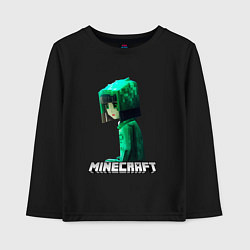 Детский лонгслив Minecraft девушка с зелеными волосами