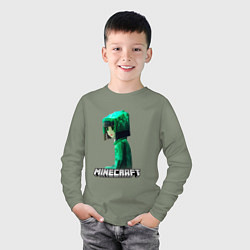 Лонгслив хлопковый детский Minecraft девушка с зелеными волосами, цвет: авокадо — фото 2