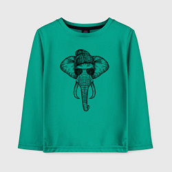 Лонгслив хлопковый детский Слон хипстер, цвет: зеленый