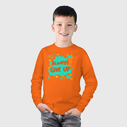 Лонгслив хлопковый детский Always give up, цвет: оранжевый — фото 2
