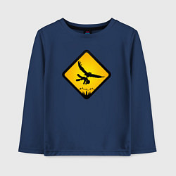 Лонгслив хлопковый детский Знаки опасности- совы, цвет: тёмно-синий