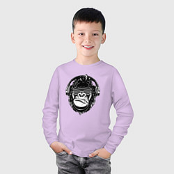 Лонгслив хлопковый детский Music gorilla, цвет: лаванда — фото 2